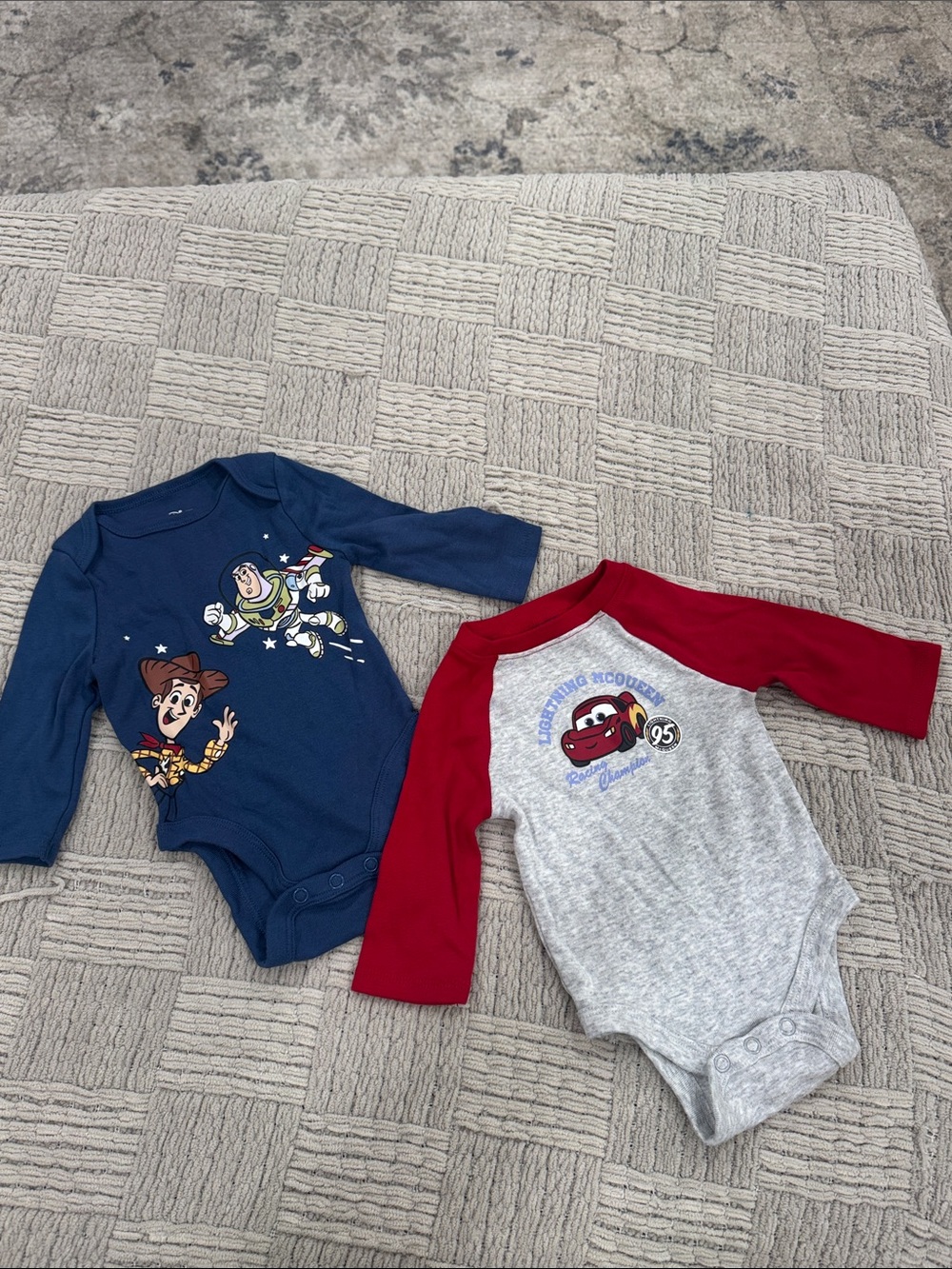 Toy Story & Cars Baby Long-Sleeve Bodysuit Duo - Navy and Heather Gray/Red